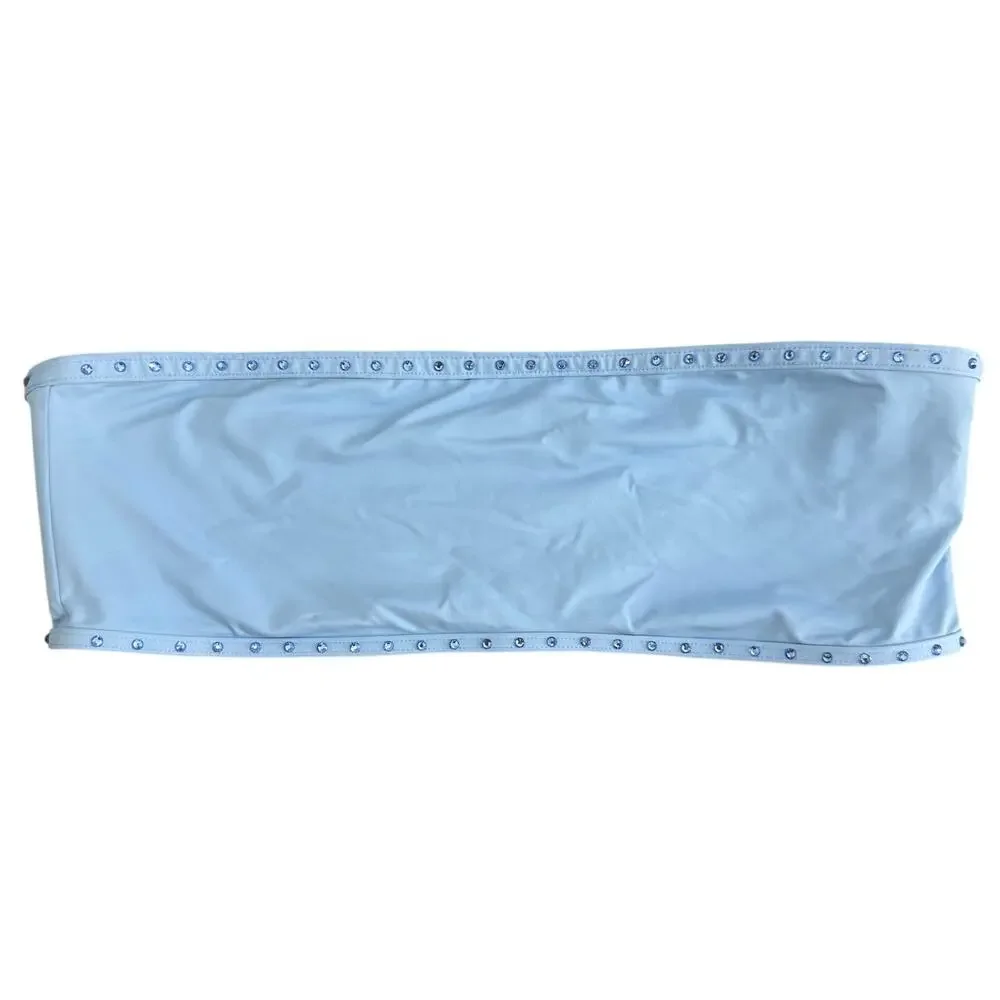 Skims Rhinestone Bandeau Bikini Top Blue Size 2X